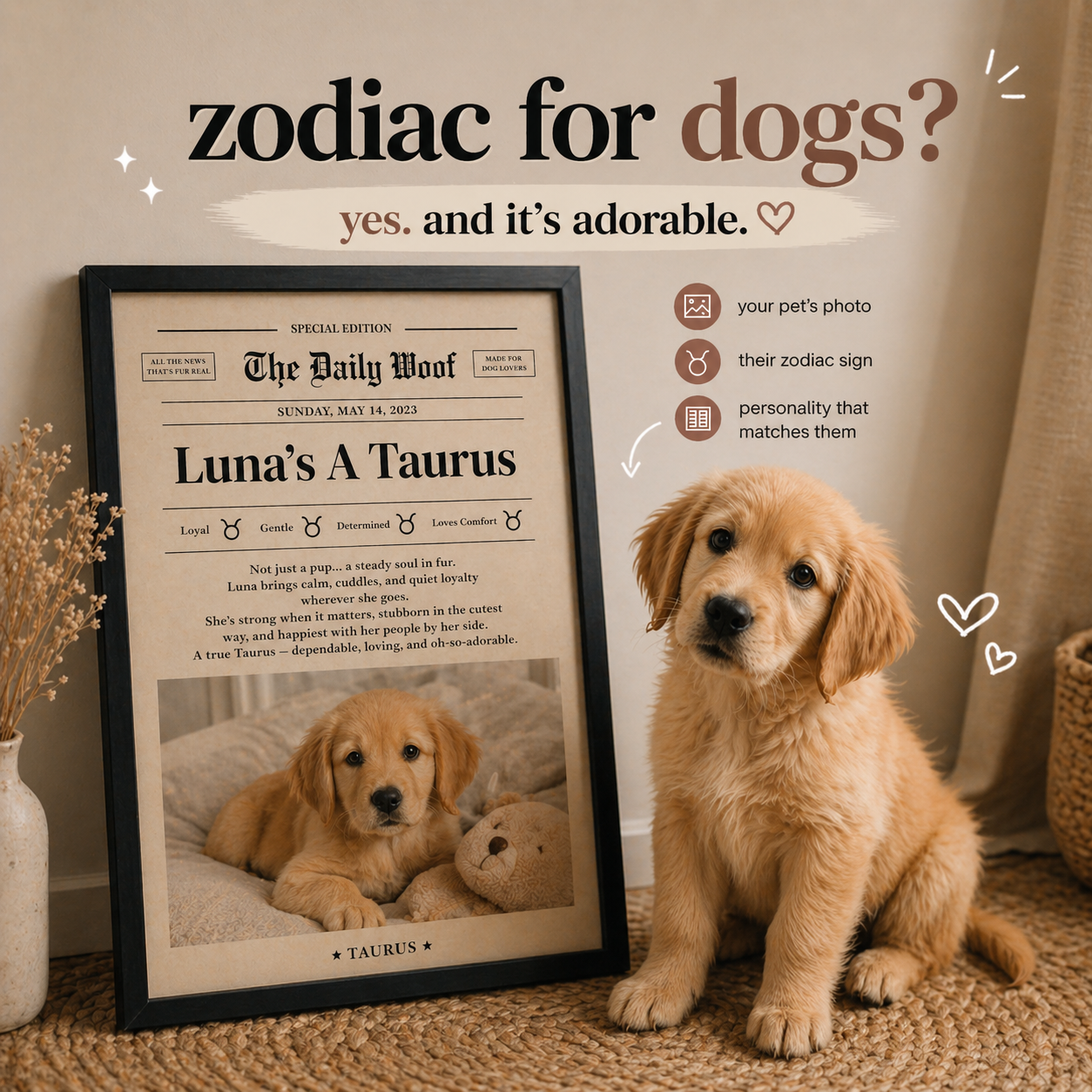 Bestseller Personalised My Dog’s Zodiac Frame ❤️