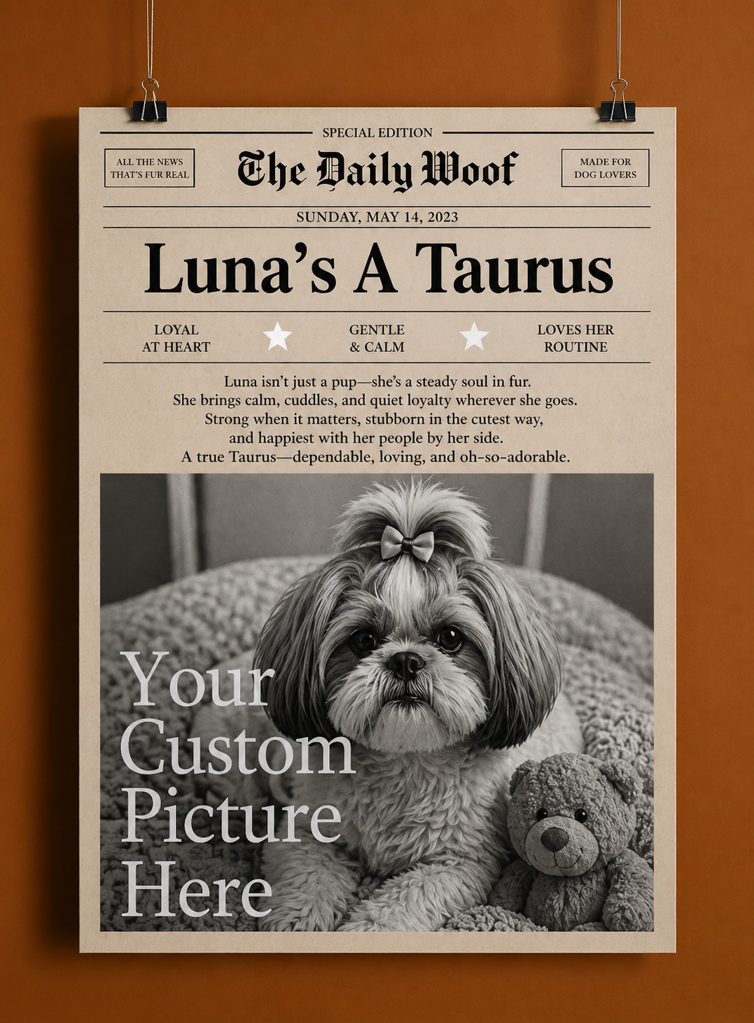 Dog zodiac newspaper description section